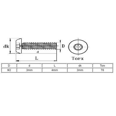 Harfington Uxcell M2x3mm 304 Stainless Steel Button Head Torx Security Machine Screws 30pcs