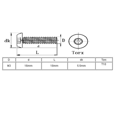 Harfington Uxcell 20 Stück M3x16mm 304 Edelstahl Linsenkopf Torx Schrauben Linsenschrauben DE de