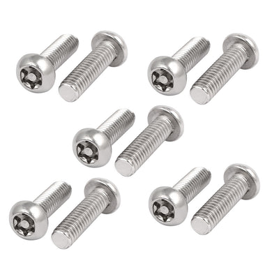 Harfington Uxcell M6x20mm 304 Stainless Steel Button Head Torx Six-Lobe Security Tamper Proof Screws 10pcs