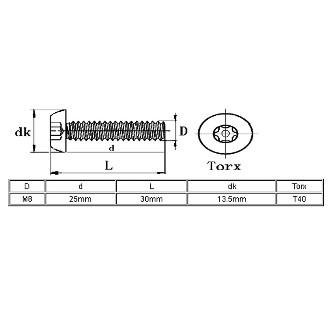 uxcell Uxcell M8x25mm 304 Stainless Steel Button Head Torx Security Machine Screws 10pcs