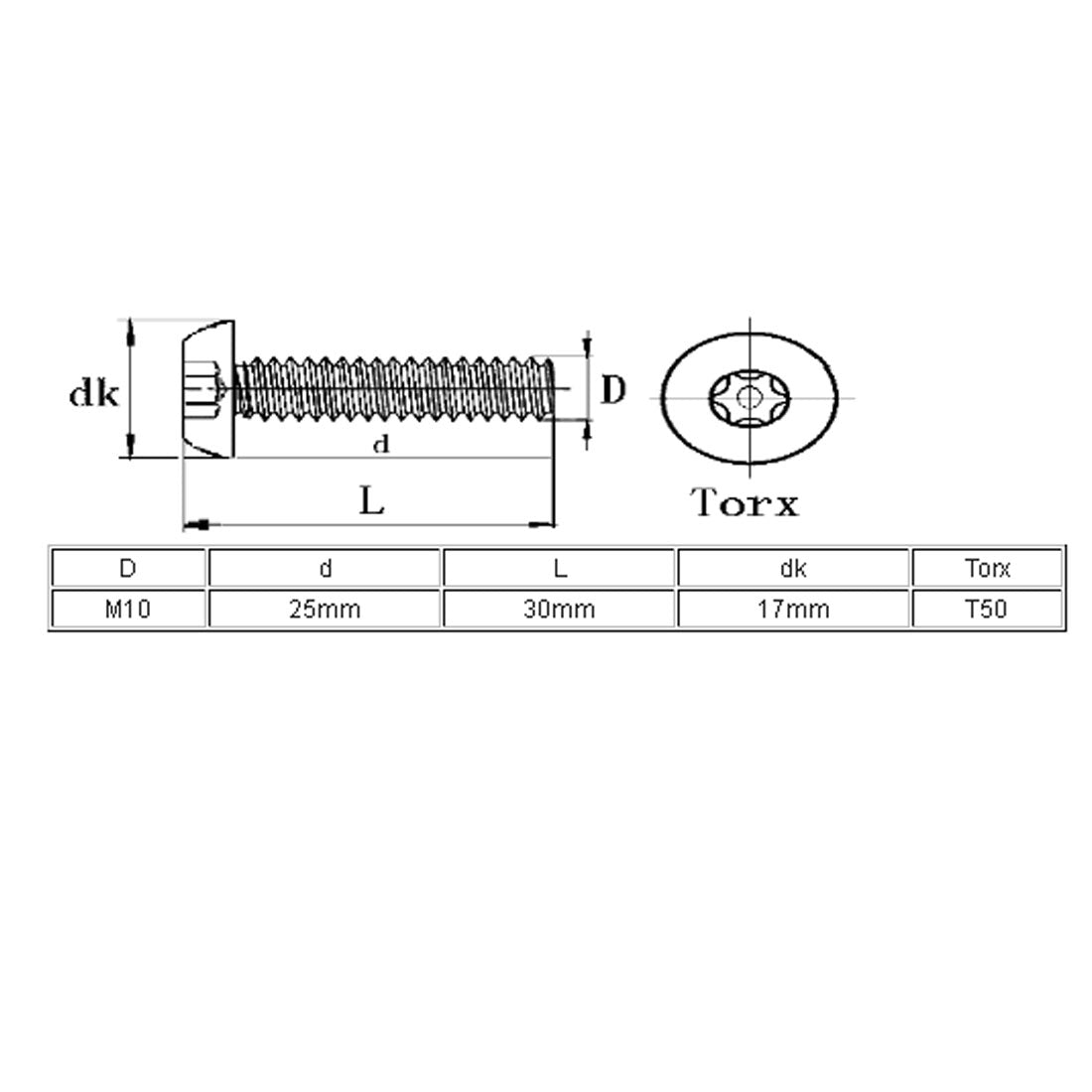 uxcell Uxcell 4 Stück M10x25mm 304 Edelstahl Linsenkopf Torx Schrauben Linsenschrauben de