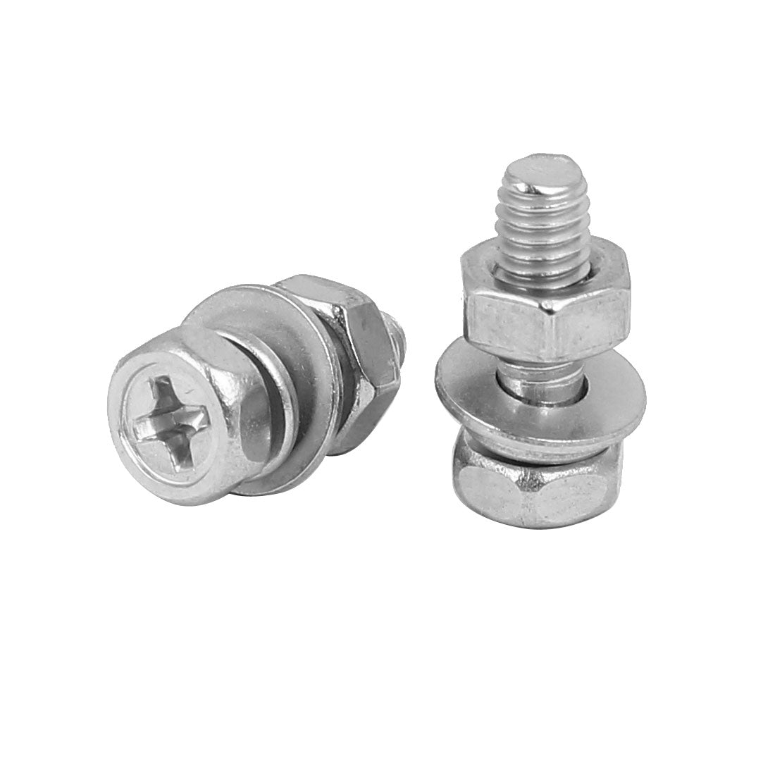 uxcell Uxcell M4 x 12mm 304 Stainless Steel Phillips Hex Head Bolts Nuts w Washers 25 Sets