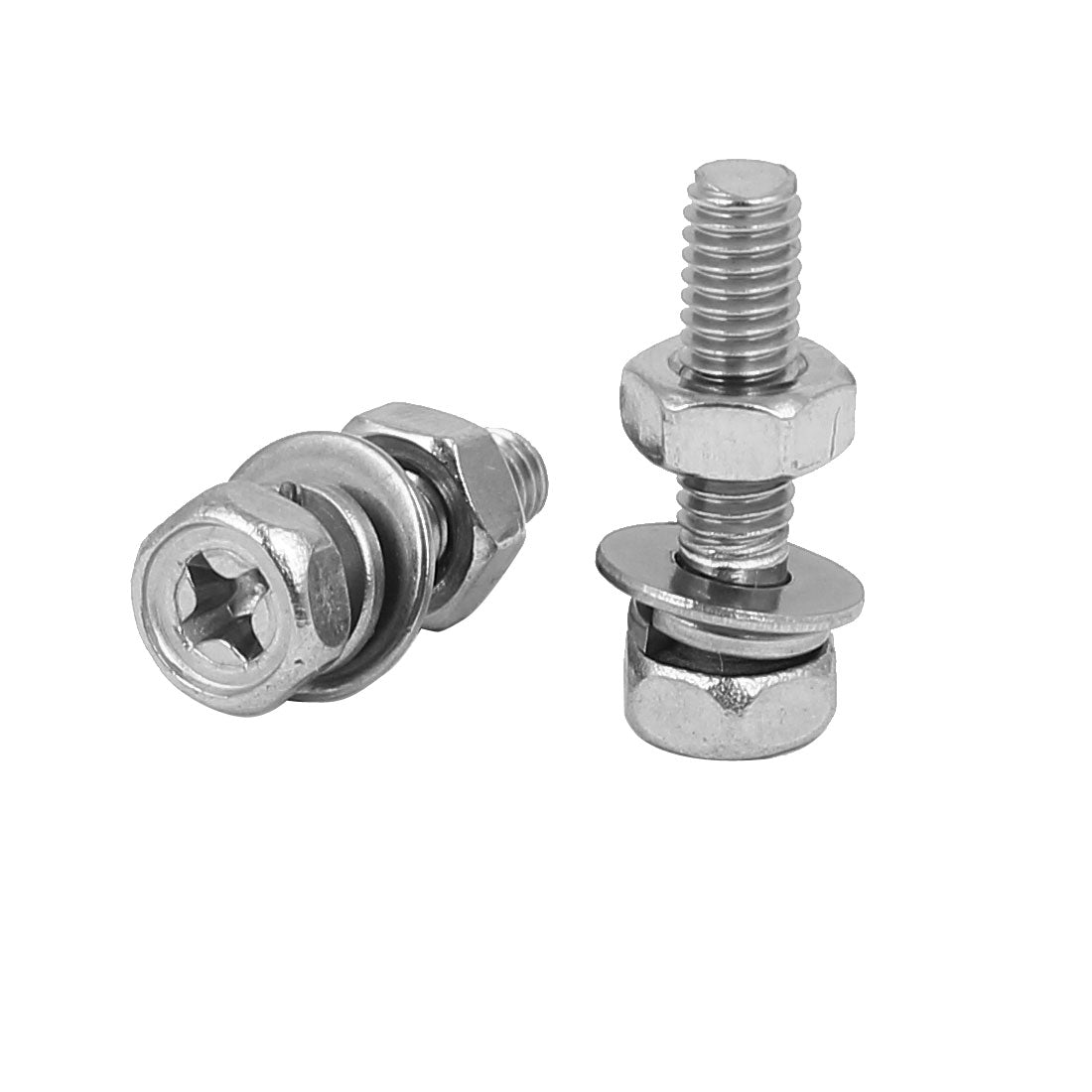 uxcell Uxcell M4 x 16mm 304 Stainless Steel Phillips Hex Head Bolts Nuts w Washers 30 Sets