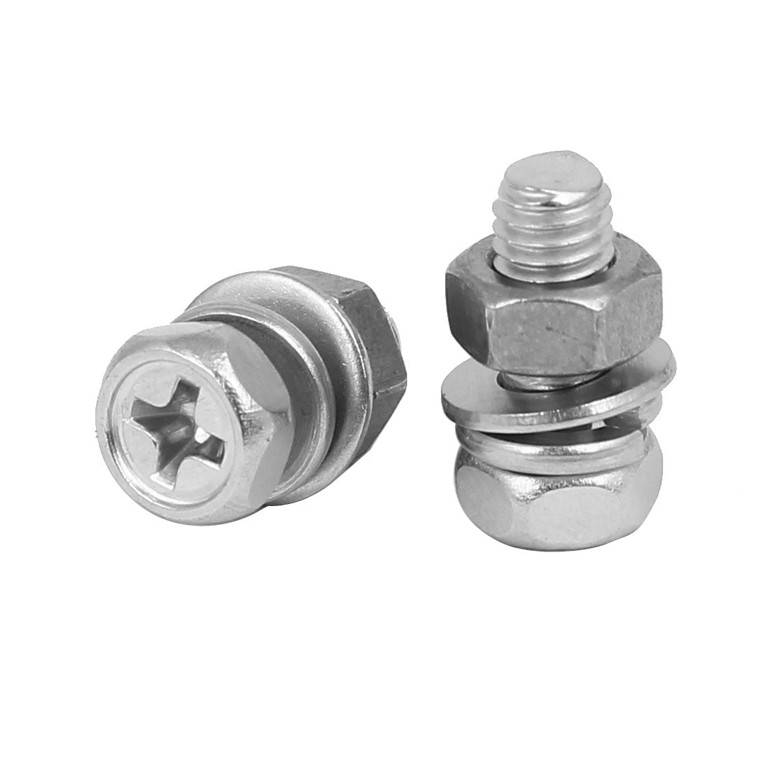 uxcell Uxcell M5 x 12mm 304 Stainless Steel Phillips Hex Head Bolts Nuts w Washers 15 Sets