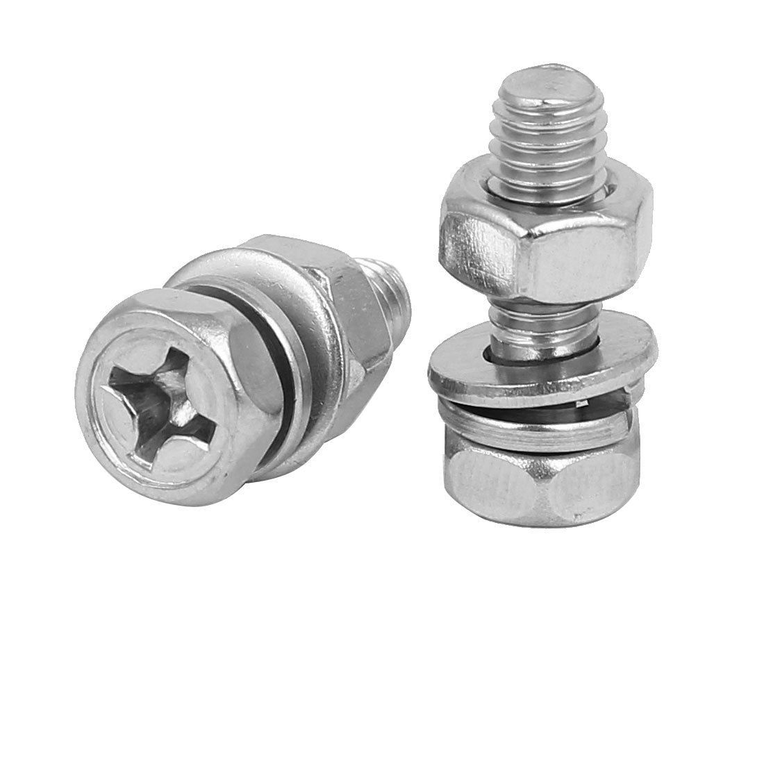 uxcell Uxcell M6 x 18mm 304 Stainless Steel Kreuzschlitz Hex Head Bolts Nuts w Washers 8 Sets de