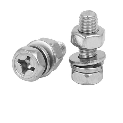 Harfington Uxcell M6 x 18mm 304 Stainless Steel Kreuzschlitz Hex Head Bolts Nuts w Washers 8 Sets de