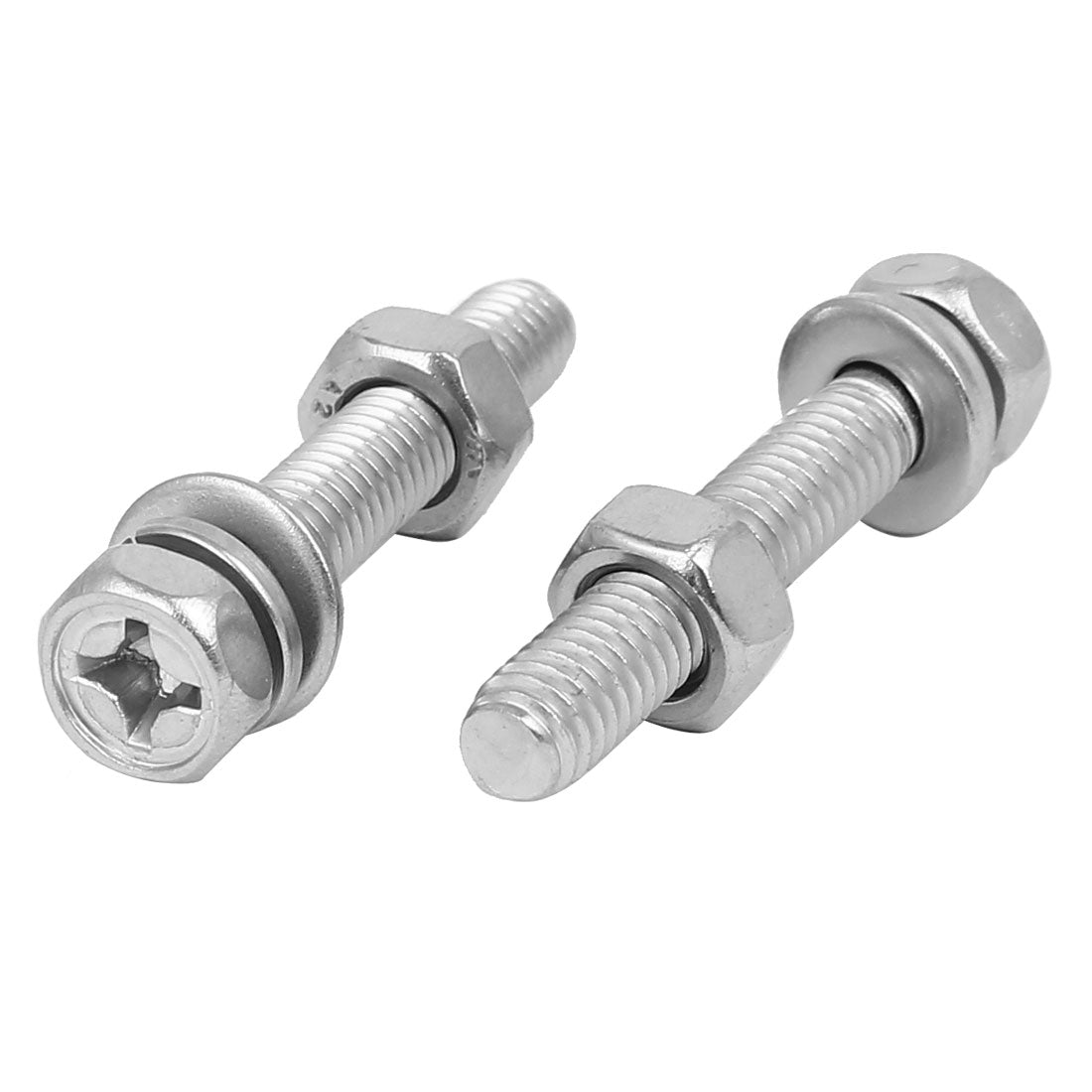 uxcell Uxcell M6 x 35mm 304 Stainless Steel Phillips Hex Head Bolts Nuts w Washers 6 Sets