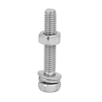 Harfington Uxcell M6 x 35mm 304 Stainless Steel Phillips Hex Head Bolts Nuts w Washers 6 Sets