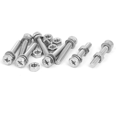 Harfington Uxcell M6 x 35mm 304 Stainless Steel Kreuzschlitz Hex Head Bolts Nuts w Washers 8 Sets de