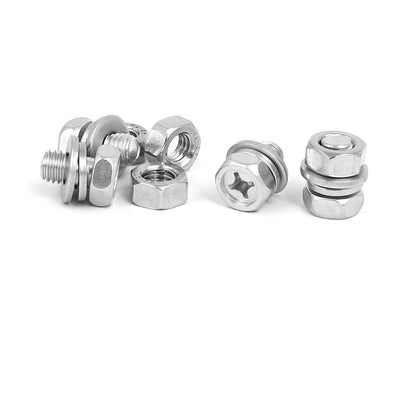 Harfington Uxcell M8 x 12mm 304 Stainless Steel Kreuzschlitz Hex Head Bolts Nuts w Washers 4 Sets de