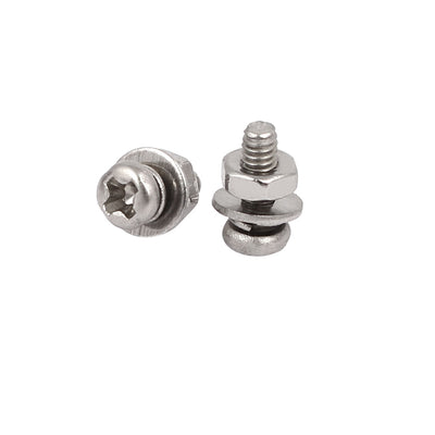 Harfington Uxcell M2 x 6mm 304 Stainless Steel Phillips Pan Head Screws Nuts w Washers 30 Sets