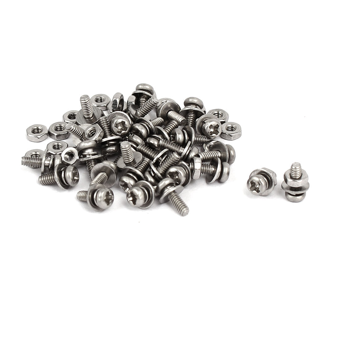 uxcell Uxcell M2 x 6mm 304 Stainless Steel Phillips Pan Head Screws Nuts w Washers 30 Sets