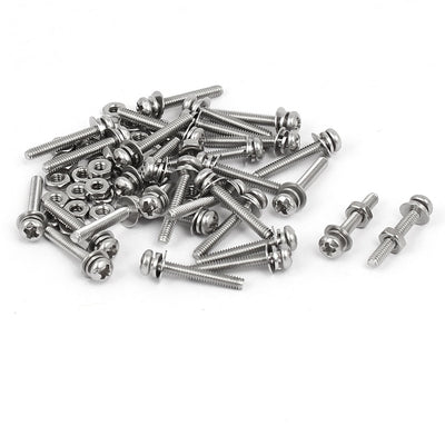 Harfington Uxcell 30Set Kreuzschlitz Bolzen Schraube M2x14mm 304 Edelstahl flach Nuss mit Scheibe DE de