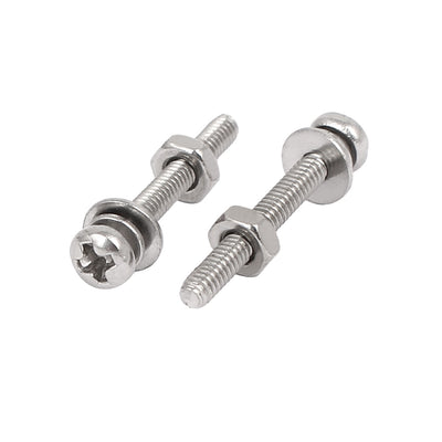 Harfington Uxcell M2 x 16mm 304 Stainless Steel Phillips Pan Head Screws Nuts w Washers 20 Sets