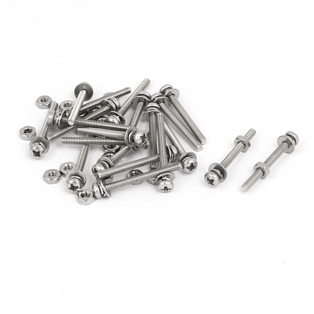 uxcell Uxcell M2 x 20mm 304 Stainless Steel Phillips Pan Head Screws Nuts w Washers 20 Sets