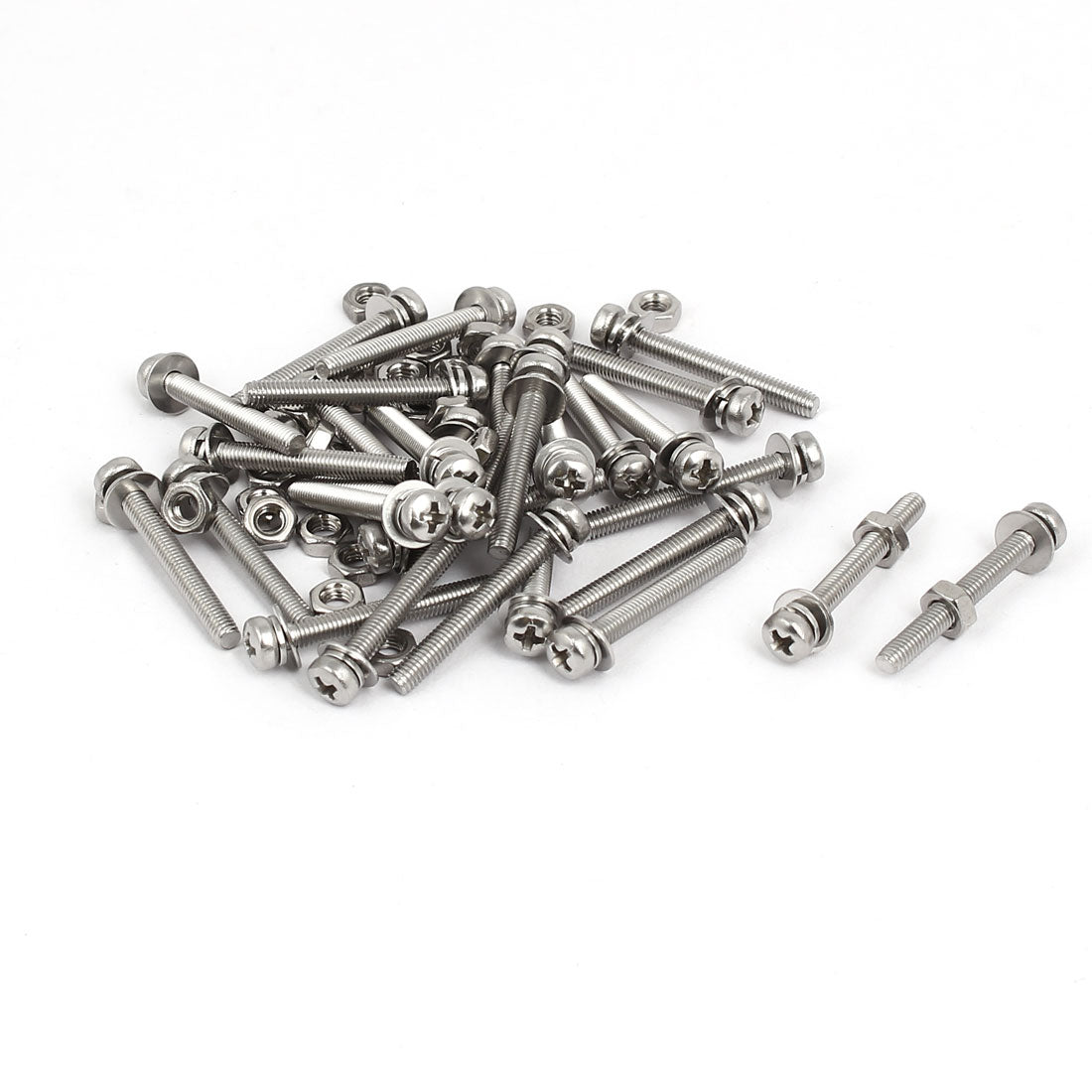 uxcell Uxcell M3 x 25mm 304 Stainless Steel Phillips Pan Head Screws Nuts w Washers 30 Sets