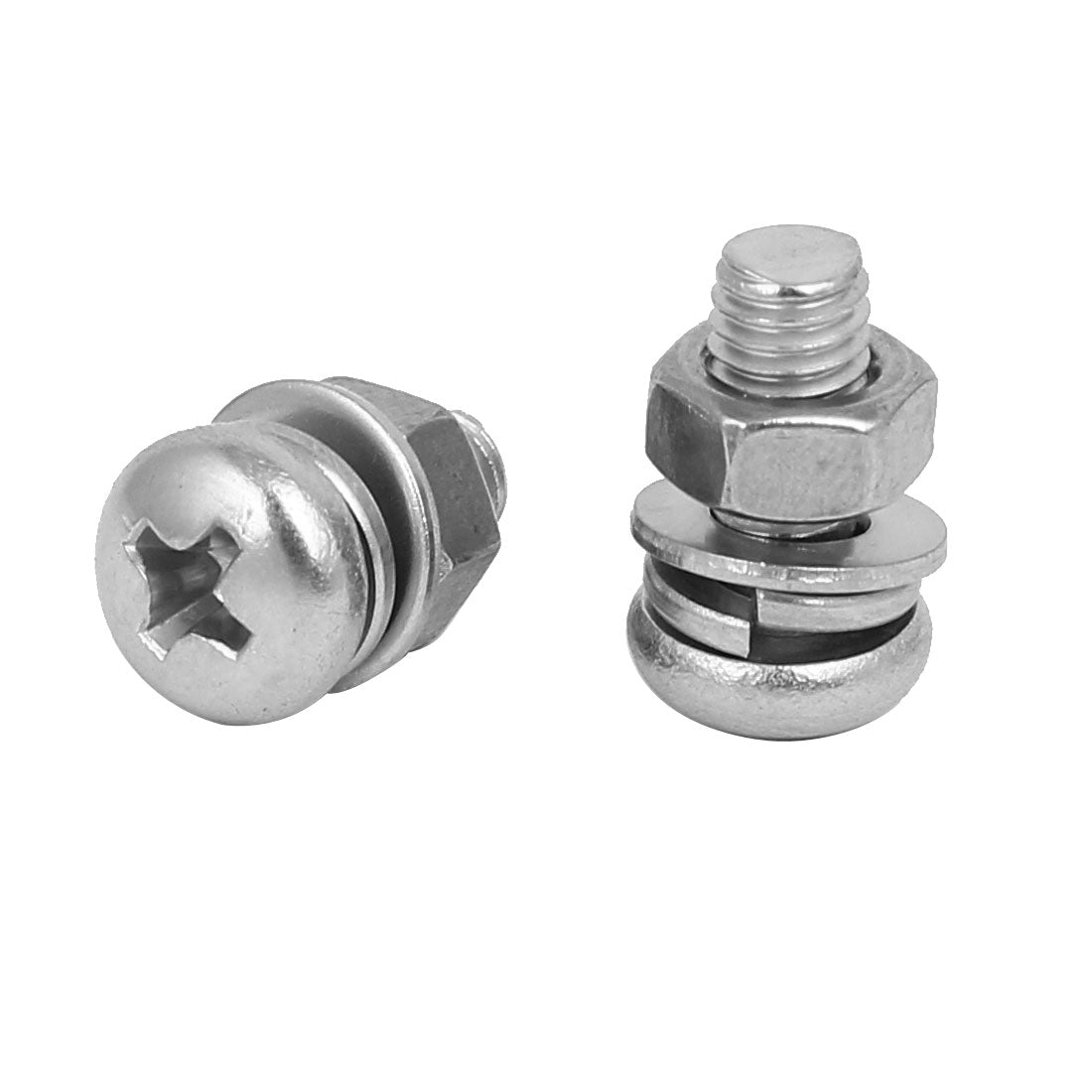 uxcell Uxcell M5 x 12mm 304 Stainless Steel Phillips Pan Head Screws Nuts w Washers 20 Sets