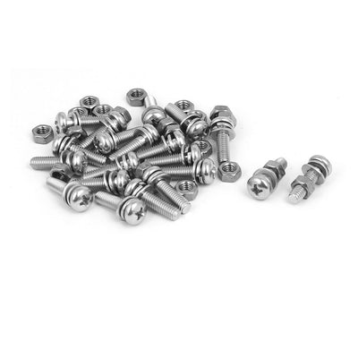 Harfington Uxcell 20Set M5x18mm 304 Edelstahl flach Kreuzschlitz Bolzen Schraube Nuss mit Scheibe DE de