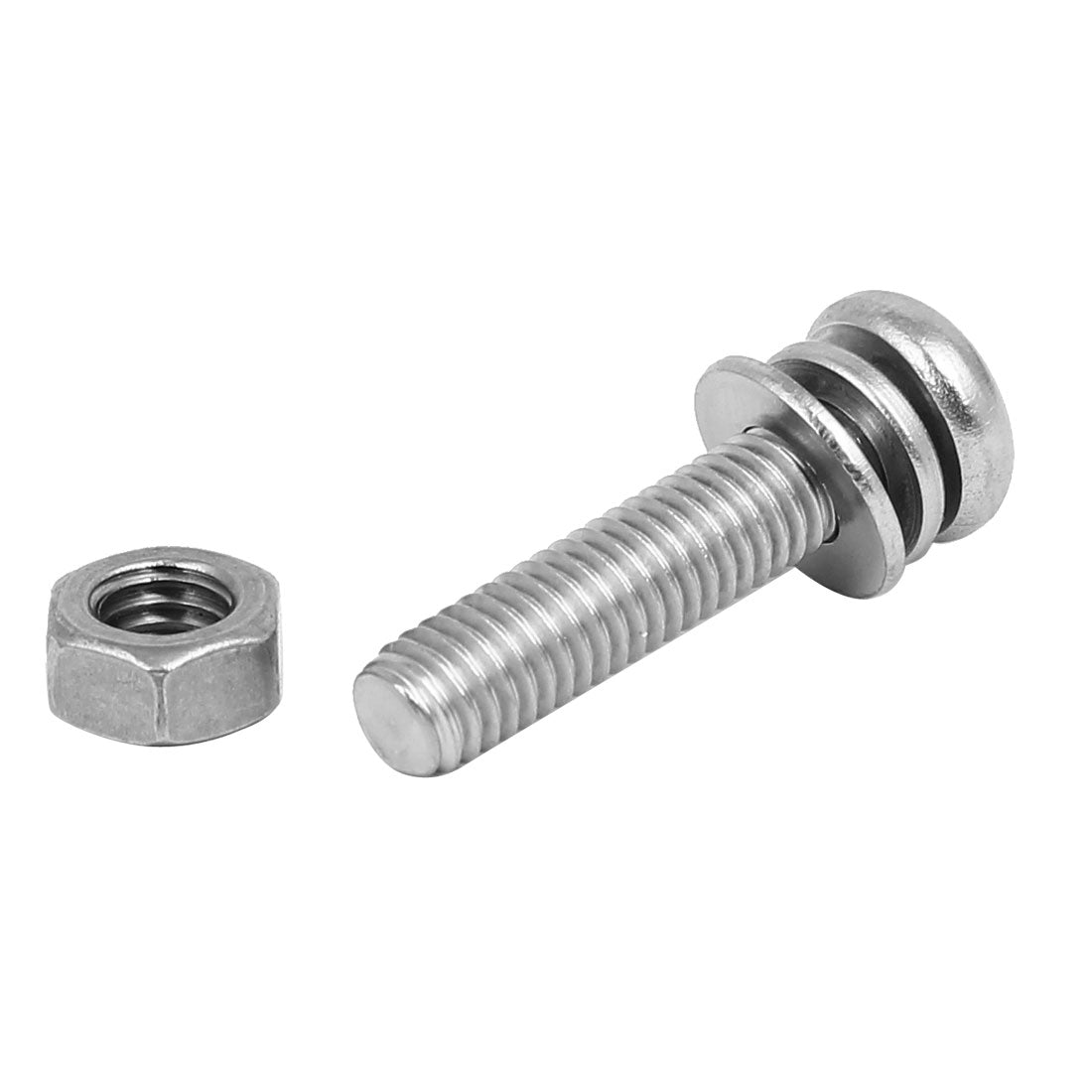 uxcell Uxcell M5 x 25mm 304 Stainless Steel Phillips Pan Head Screws Nuts w Washers 15 Sets