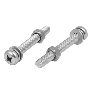 Harfington Uxcell M5 x 40mm 304 Stainless Steel Phillips Pan Head Screws Nuts w Washers 10 Sets