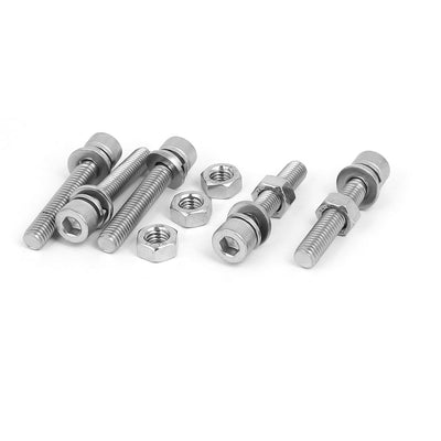 Harfington Uxcell M8 x 45mm 304 Stainless Steel Hex Socket Head Cap Screws Nuts w Washers 5 Sets