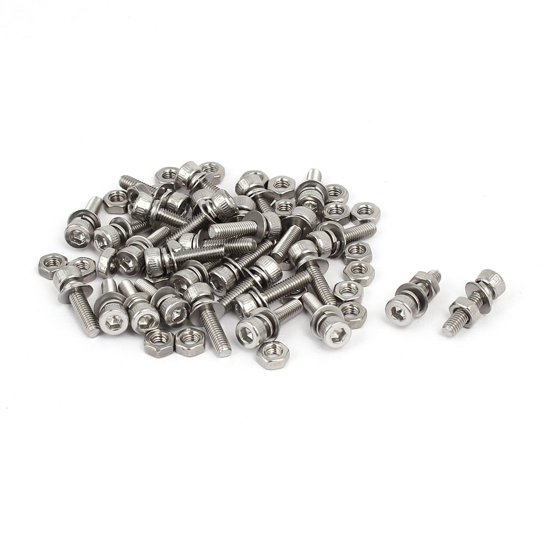 uxcell Uxcell M3 x 12mm 304 Stainless Steel Hex Socket Head Cap Screws Nuts w Washers 30 Sets