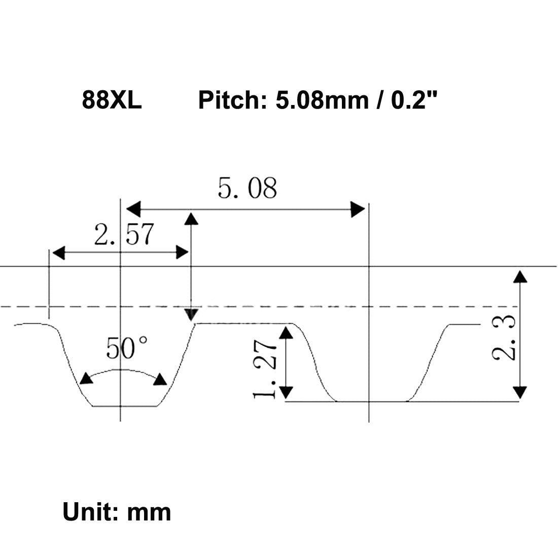 uxcell Uxcell 88XL Rubber Timing Belt Synchronous Closed Loop Timing Belt Pulleys 10mm Width