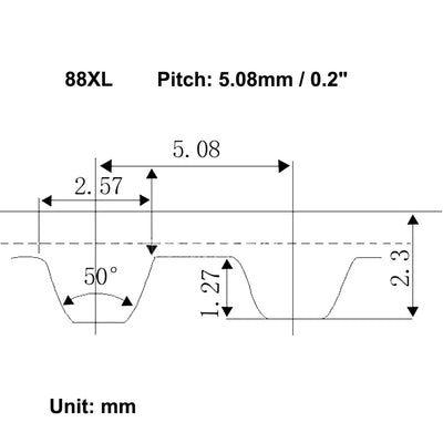 Harfington Uxcell 88XL Rubber Timing Belt Synchronous Closed Loop Timing Belt Pulleys 10mm Width