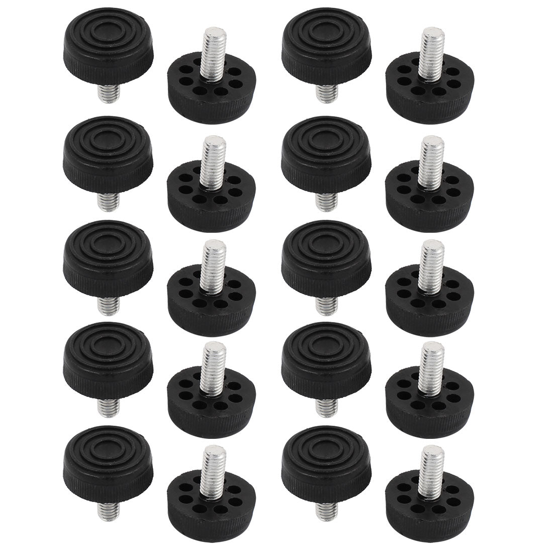 uxcell Uxcell M8 Male Thread Furniture Table Plastic Base Adjustable Leveling Feet Black 20pcs