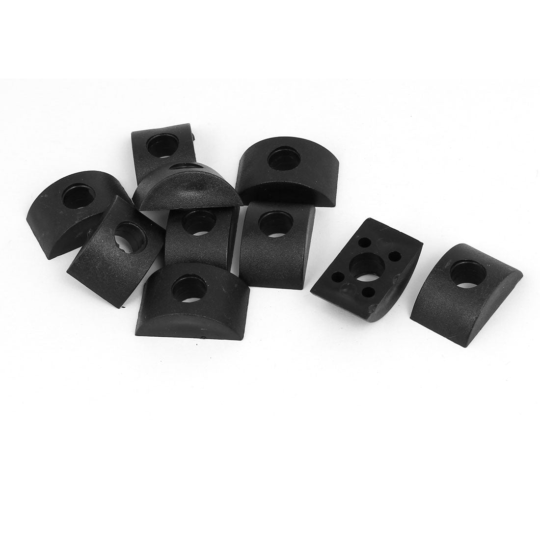 uxcell Uxcell 10mm Hole Dia Furniture Connector Half Moon Nuts Spacer Washer Black 10PCS