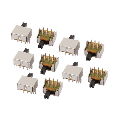 Harfington Uxcell 10 Pcs 2 Position Vertical Angle 6P DPDT Micro Slide Switch Latching Power Switch