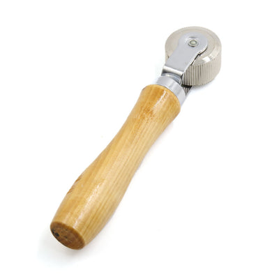 Harfington Uxcell Khaki Wooden Handle Car Sound Deadening Application Metal Roller Silver Tone