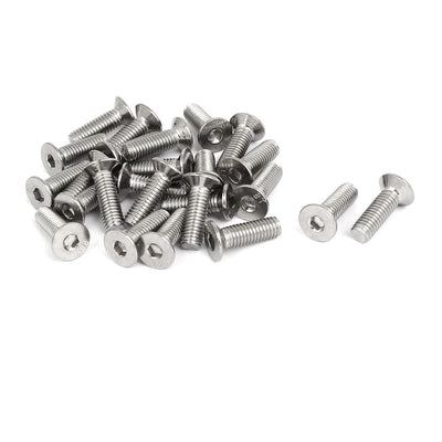 Harfington Uxcell M8x25mm 304 Stainless Steel Flat Head Hex Socket Cap Screws DIN7991 25pcs