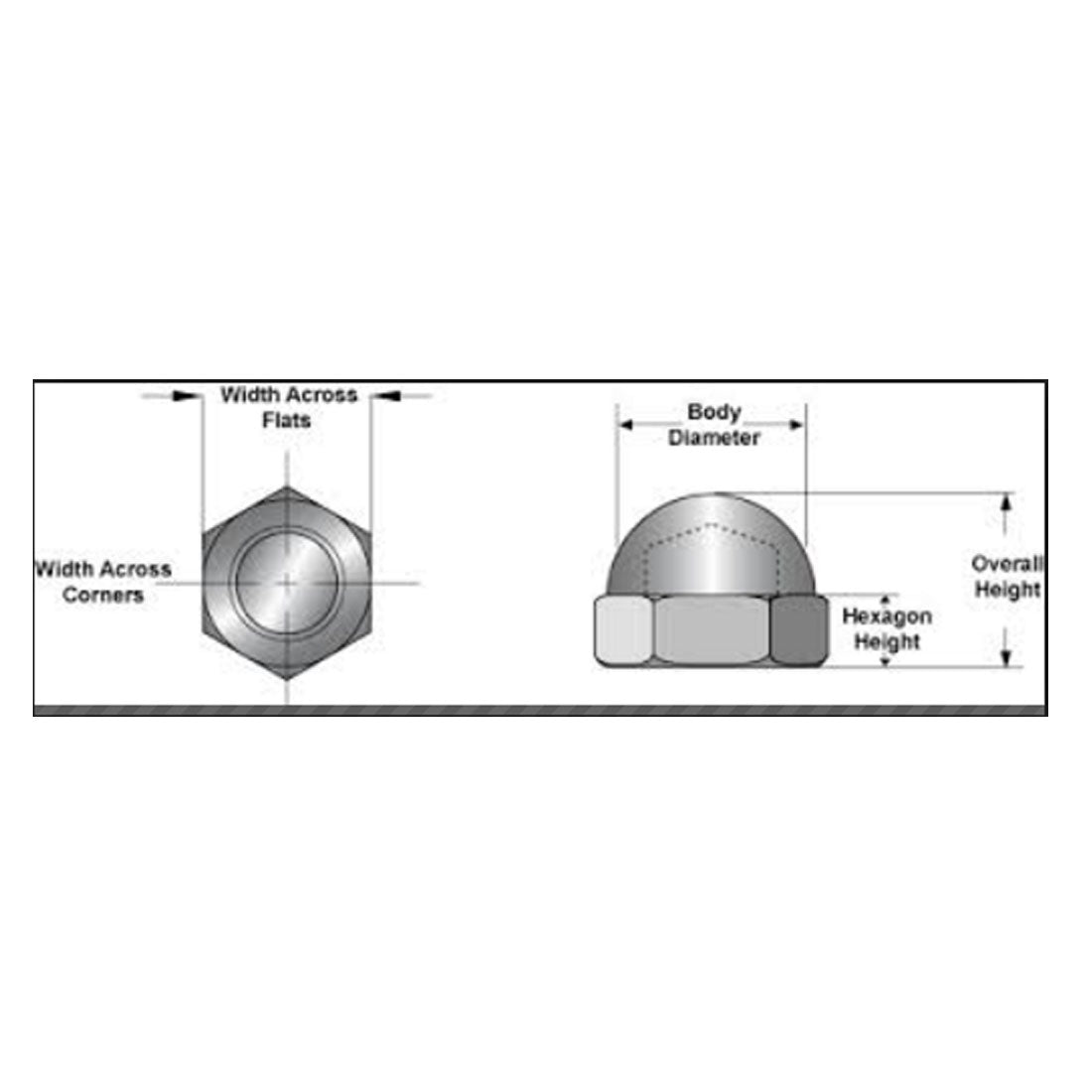 Harfington Hex Cap Nuts - 1Dome Nuts Hexagon Decorative Cap Nut for Screws Bolts