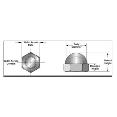 Harfington Hex Cap Nuts - 1Dome Nuts Hexagon Decorative Cap Nut for Screws Bolts