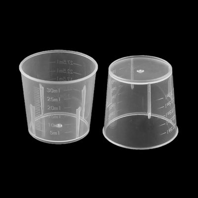 Harfington Uxcell Laboratory Plastic Liquid Container Measuring Cup Beaker 30mL Capacity 11pcs