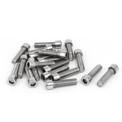 Harfington Uxcell M8x30mm 304 Stainless Steel Fully Thread Hex Socket Cap Head Screws Bolts 20pcs