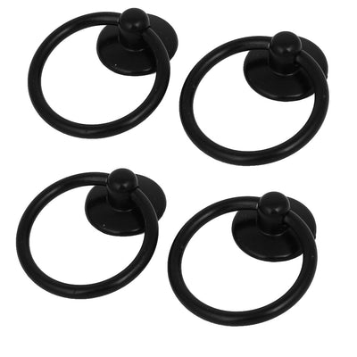 Harfington Uxcell Furniture Drawer Door Metal Ring Pull Handles Knobs Black 52x43x13mm 4pcs