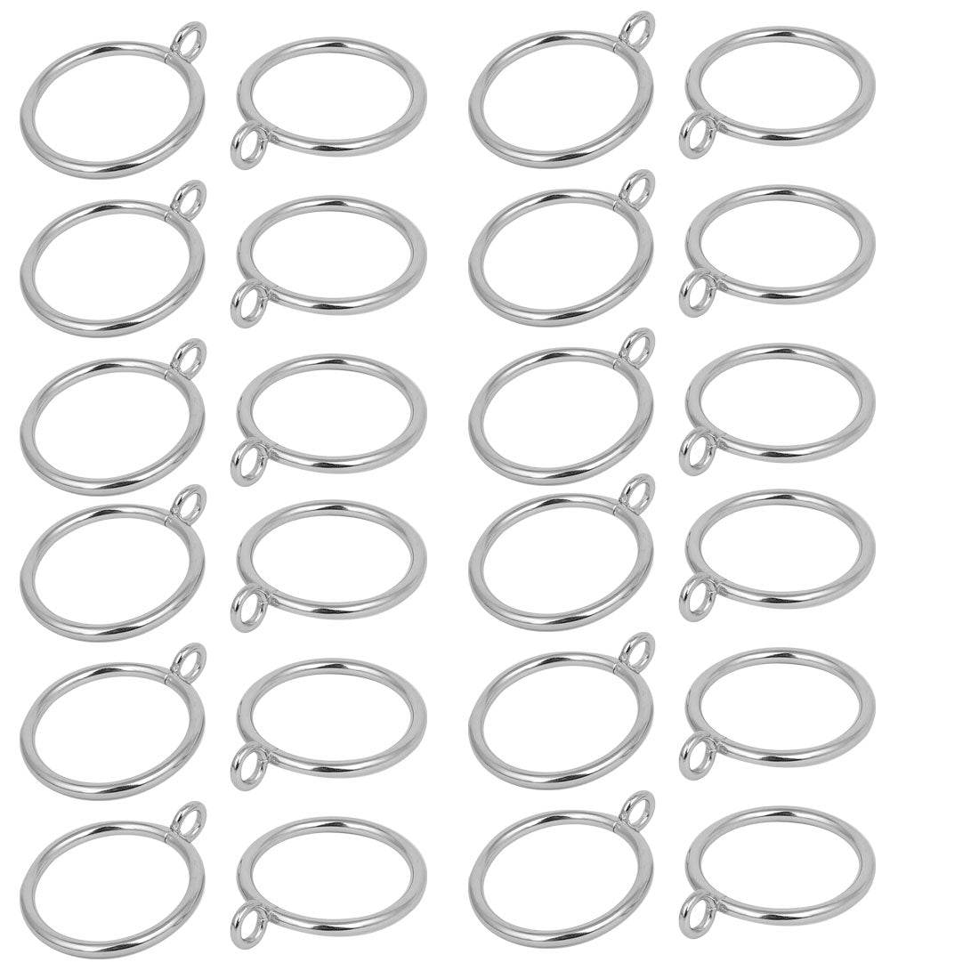 uxcell Uxcell 38mm Dia 57mm Length Iron Curtain Drape Sliding Eyelet Rings Silver Tone 24pcs