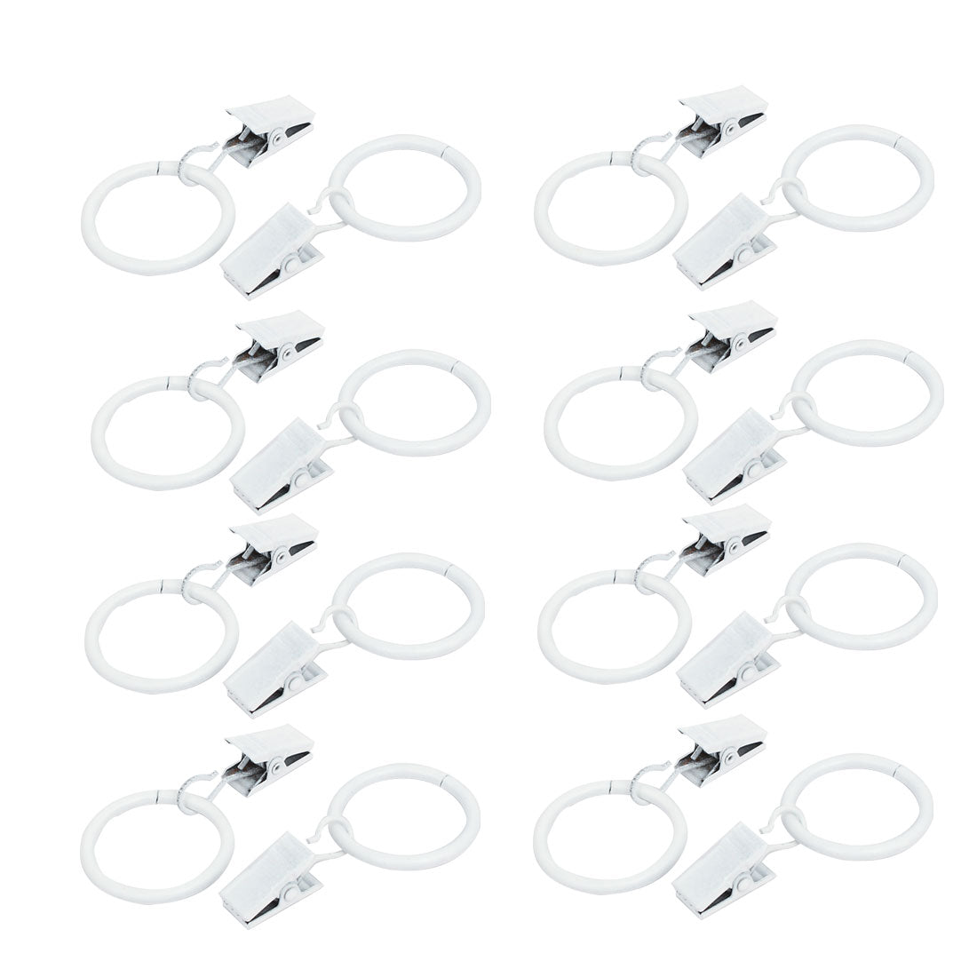 uxcell Uxcell 25mm Inner Dia Baking Finish Curtain Drapery Hanging Rings Clips White 16 Sets