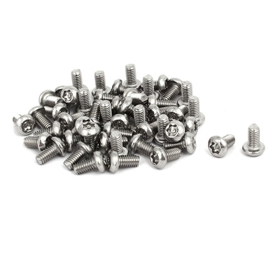 Harfington Uxcell M4 x 8mm 304 Stainless Steel Torx Security Pan Head Machine Screws 50PCS