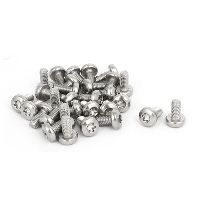 Harfington Uxcell M6x12mm 304 Stainless Steel Pan Head Torx Machine Screws Bolts Fastener 30pcs