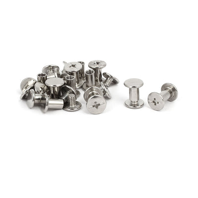 Harfington Uxcell M4x8mm Nickel Plated Phillips Cap Binding Screws Posts Barrel Nuts 15pcs