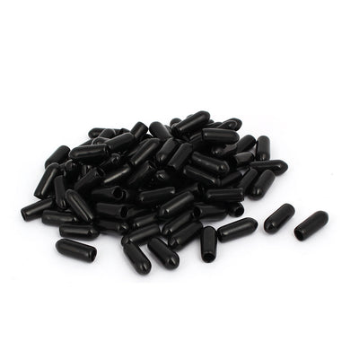 Harfington Uxcell 4mm Inner Dia Rubber Hose End Cap Screw Thread Protector Cover Black 100pcs