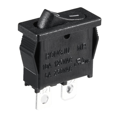 Harfington Uxcell AC 125V/10A 250V/6A SPST 2P 2 Position Mini Boat Rocker Switch Black