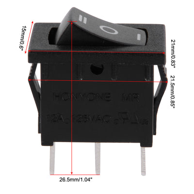 Harfington Uxcell AC 125V/12A 250V/10A SPDT 3P 3 Position On-Off-On Rocker Switch Black