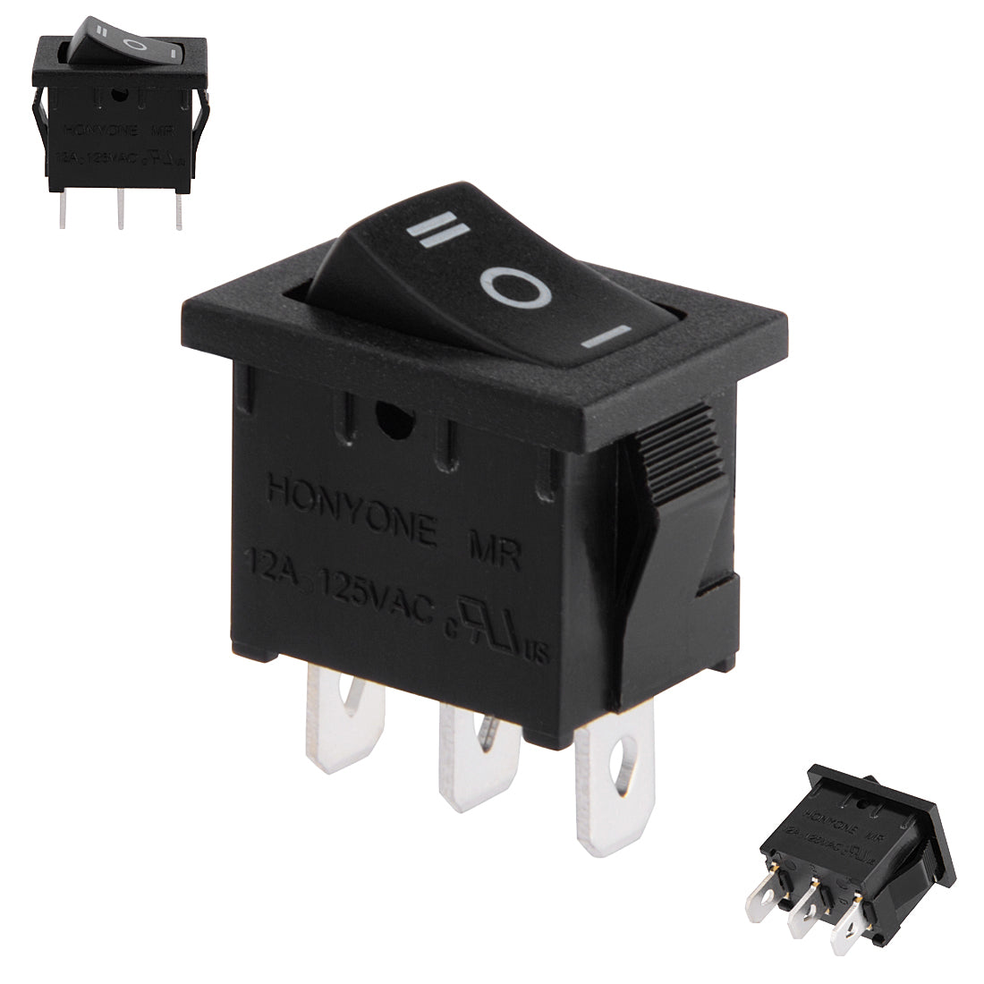 uxcell Uxcell AC 125V/12A 250V/10A SPDT 3P 3 Position On-Off-On Rocker Switch Black