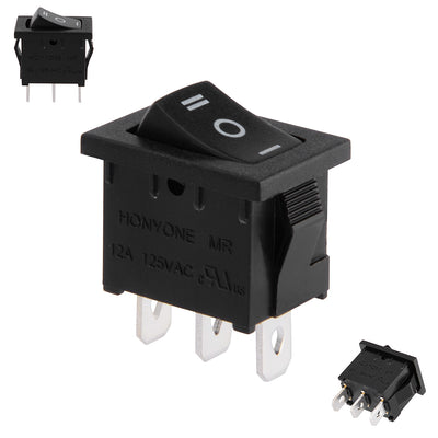 Harfington Uxcell AC 125V/12A 250V/10A SPDT 3P 3 Position On-Off-On Rocker Switch Black