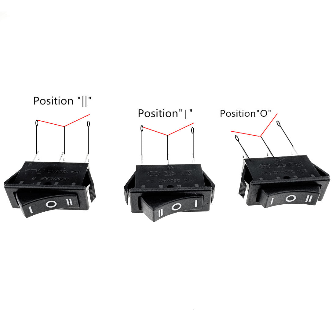 uxcell Uxcell AC 20A/125V 22A/250V SPDT 3P On/Off/On 3 Position Boat Rocker Switch Black