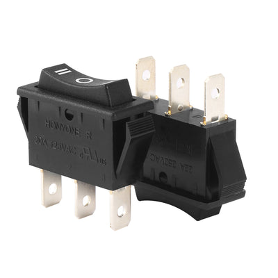 Harfington Uxcell AC 20A/125V 22A/250V SPDT 3P On/Off/On 3 Position Boat Rocker Switch Black